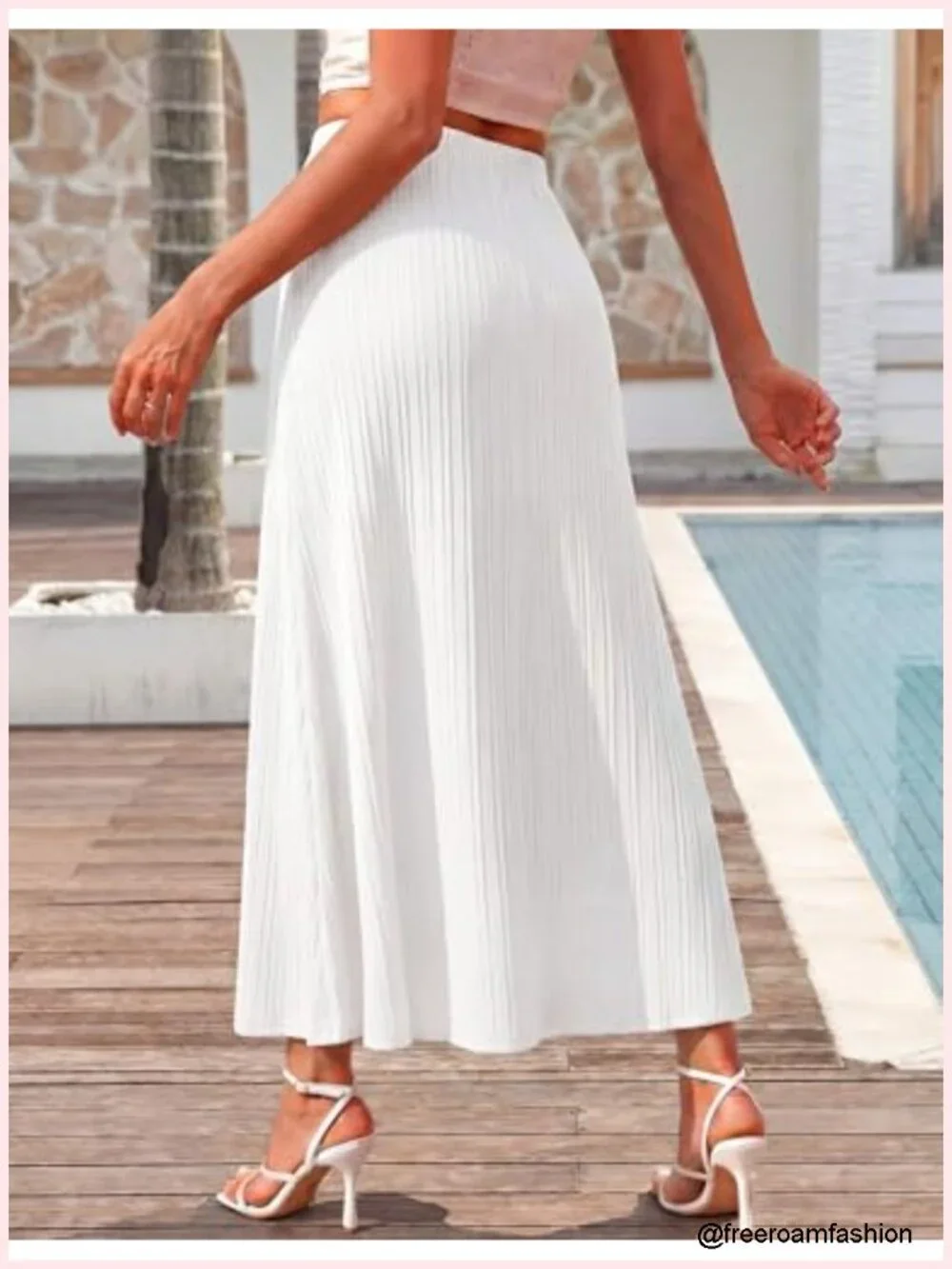 Flowy High Waisted A-Line Midi Skirt with Tie Front
